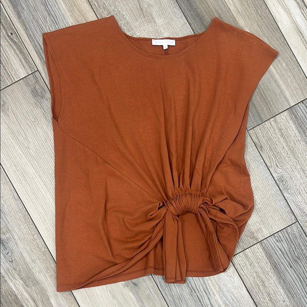 Corey Lynn Calter Orange Sleeveless Ruched Muscle Tee